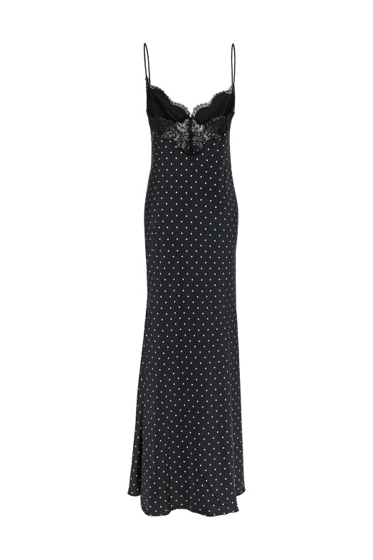 Платье «Polka Dot Satin Lace Maxi» Черно-серое RS26176XABBLACKANDWHITE