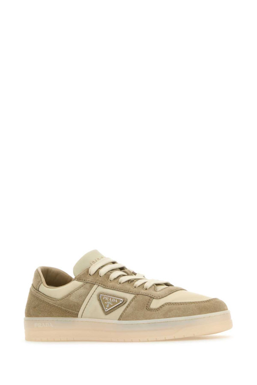 Two-tone canvas and suede Downtown sneakers PRADA (2EE364FD002D7R)
