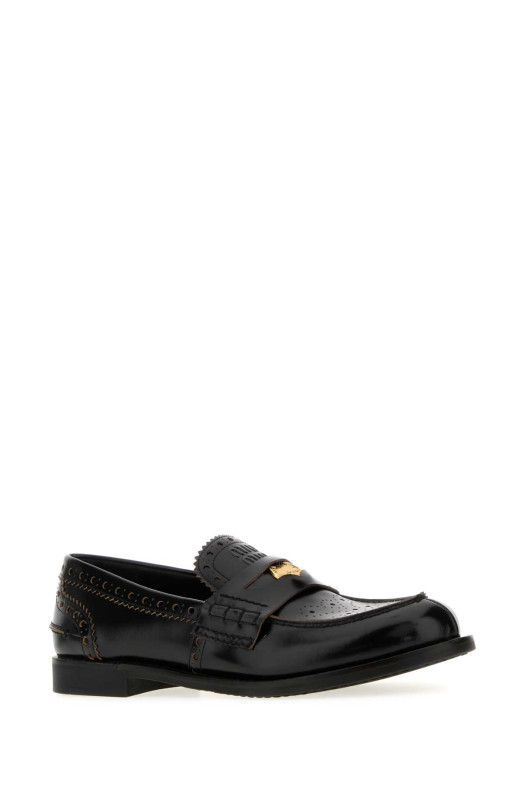 Black leather loafers Black MIU MIU (5D506EF020070)
