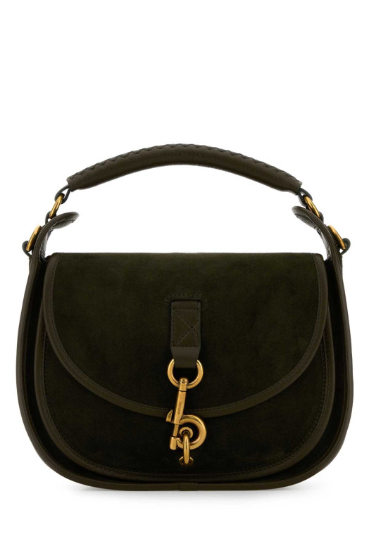 Сумка из замши бутылочно-зеленого цвета BURBERRY (8120778)