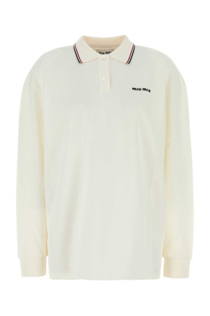White piquet polo shirt MIU MIU (MJL019SEM11612)