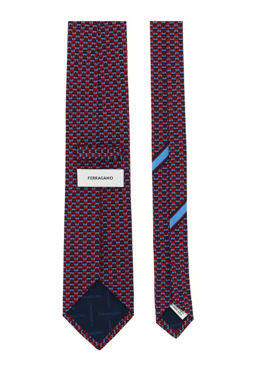 FERRAGAMO 'Gancini' принт галстук Разноцветный 788903FBLUROSSO