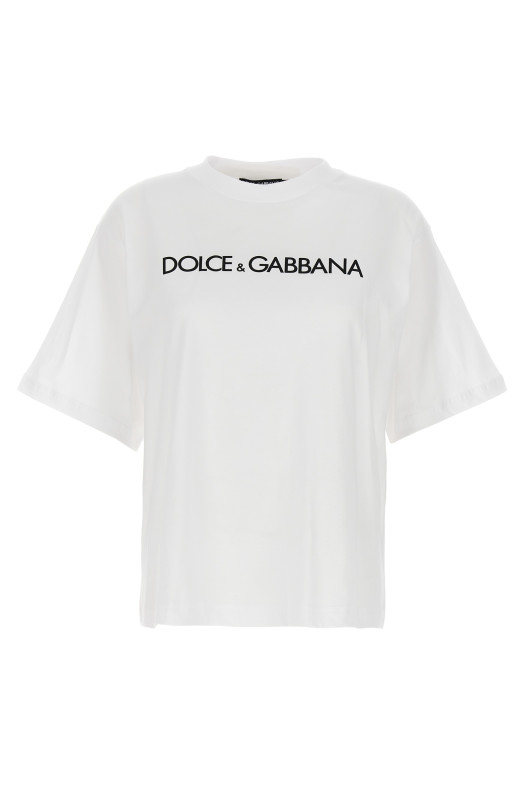 Футболка с логотипом, белая DOLCE & GABBANA F8U10TG7H4PW0800