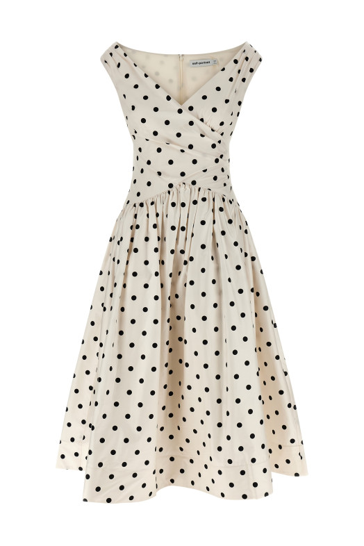Платье «Cream Polka Dot Cotton Midi» Черно-серое RS26209MCCREAM