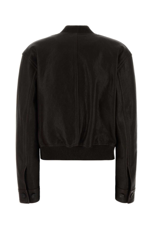 Dark brown leather bomber jacket SALVATORE FERRAGAMO (13H644788386)