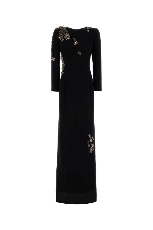 Black crepe Dalista long dress DRIES VAN NOTEN (2520110922190)