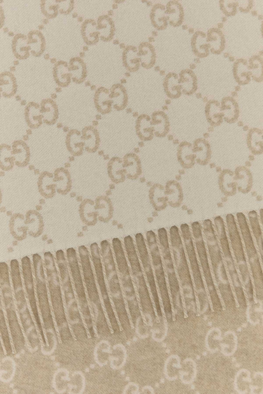 Вышитый кашемировый двусторонний шарф GUCCI (8123173GAC0)