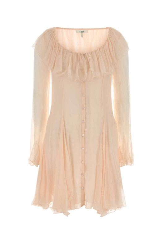 Pastel pink silk mini dress CHLOE (CH25WRO19001)