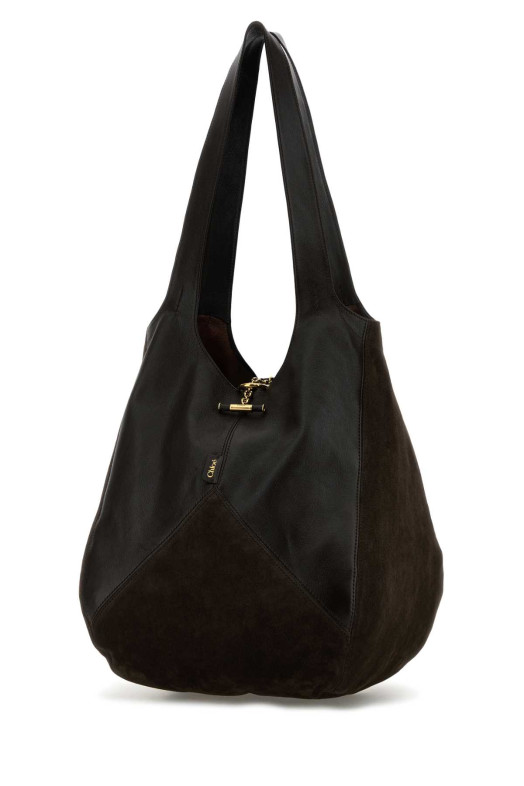 Коричневая замшевая и кожаная сумка для покупок Balloon CHLOE (CH25WS642Q51) CHLOÉ