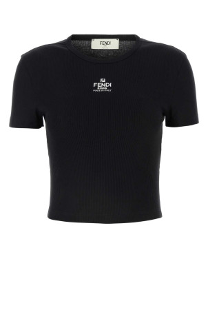 Black stretch cotton t-shirt FENDI (FS8110ANQM)