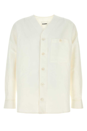 Белая рубашка из смешанного льна, разноцветная JIL SANDER (J47DL0177J65348)