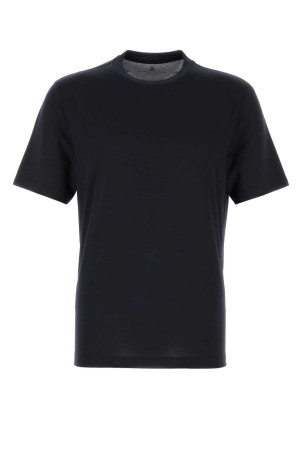 Dark blue silk blend t-shirt Black BRUNELLO CUCINELLI (MH8361308)