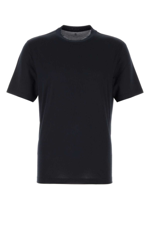 Dark blue silk blend t-shirt Black BRUNELLO CUCINELLI (MH8361308)