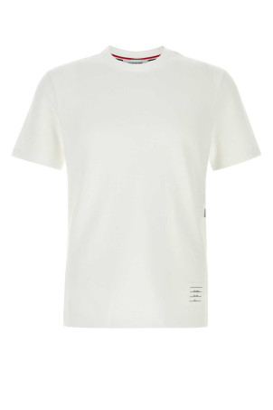 White piquet t-shirt White THOM BROWNE (MJS123A00050)