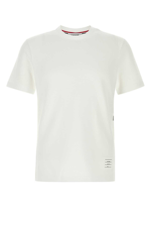White piquet t-shirt White THOM BROWNE (MJS123A00050)