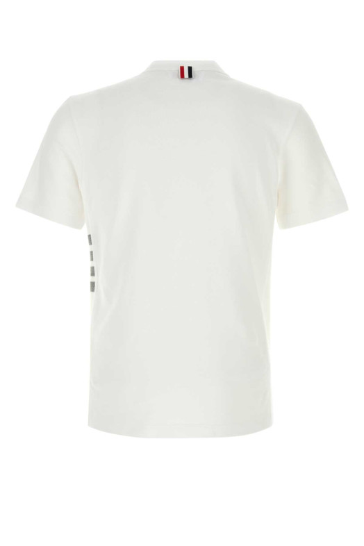 White piquet t-shirt White THOM BROWNE (MJS123A00050)