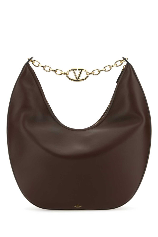 Brown leather medium VLogo Moon shoulder bag Powdery VALENTINO GARAVANI (4W0B0N45PHV)