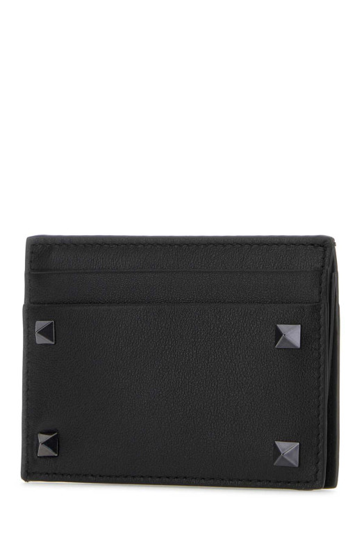 Black leather Rockstud card holder Black VALENTINO GARAVANI (4Y2P0523VH3)