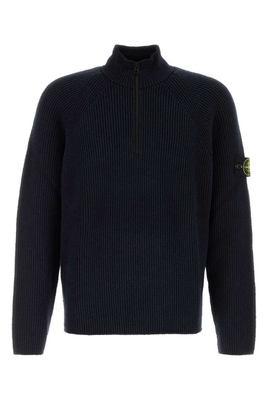 Midnight blue stretch wool blend sweater Black STONE ISLAND (5100024L7)