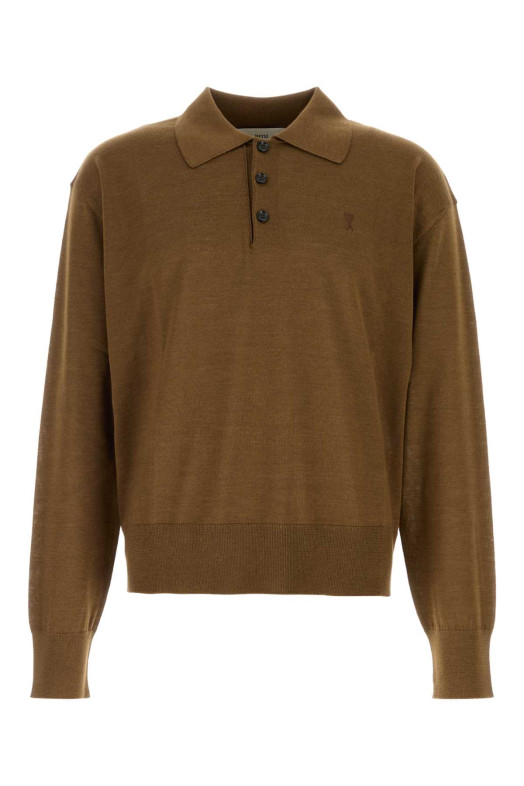 Brown wool blend polo shirt AMI (HPL406KN0066)