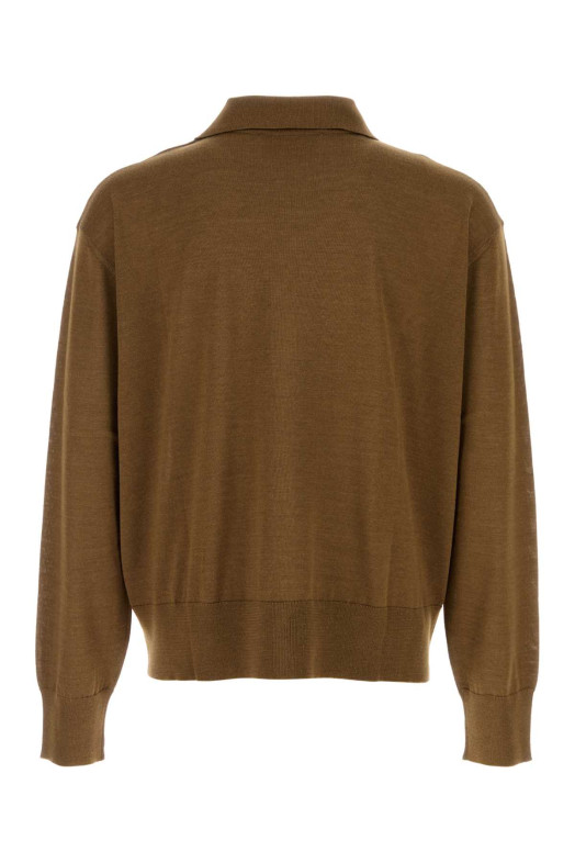 Brown wool blend polo shirt AMI (HPL406KN0066)