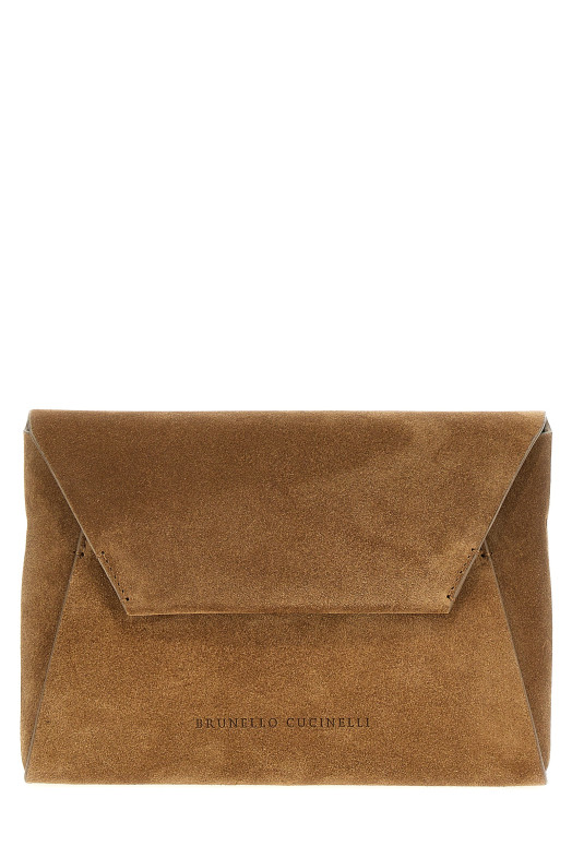 Мобильная замшевая сумочка-клатч, коричневая BRUNELLO CUCINELLI MWDLD2722C7495