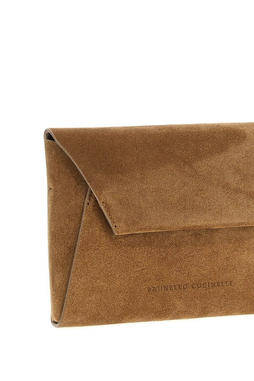 Мобильная замшевая сумочка-клатч, коричневая BRUNELLO CUCINELLI MWDLD2722C7495