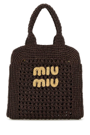 Коричневая сумка для покупок из рафии MIU MIU (5BA283ADO1)