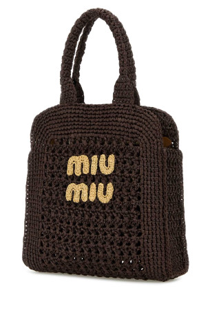 Коричневая сумка для покупок из рафии MIU MIU (5BA283ADO1)