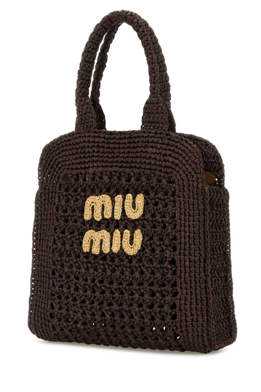 Коричневая сумка для покупок из рафии MIU MIU (5BA283ADO1)