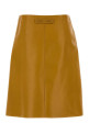 Юбка из кожи наппа цвета охра MIU MIU (MPD820SOOO165Z)