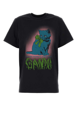 Graphite cotton t-shirt GANNI (T4340)
