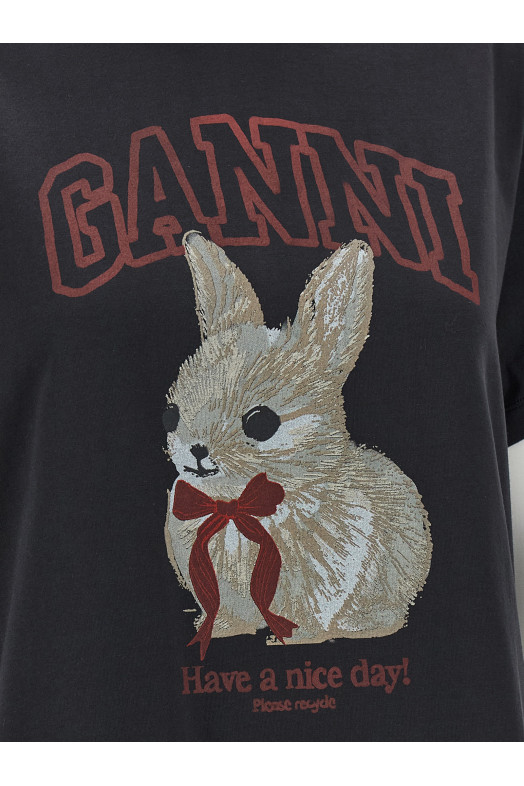 Футболка с принтом Черная GANNI A1050061252