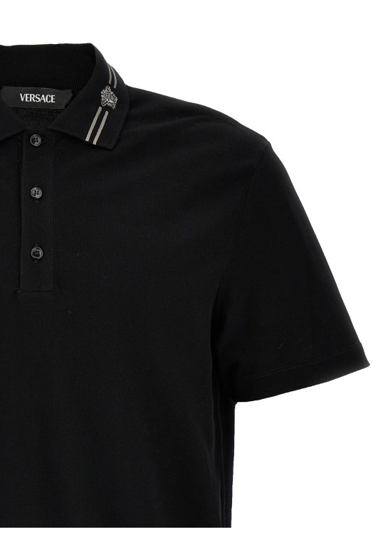 'Medusa embroidery' polo shirt Black