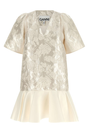 'Satin Cloque' mini dress White