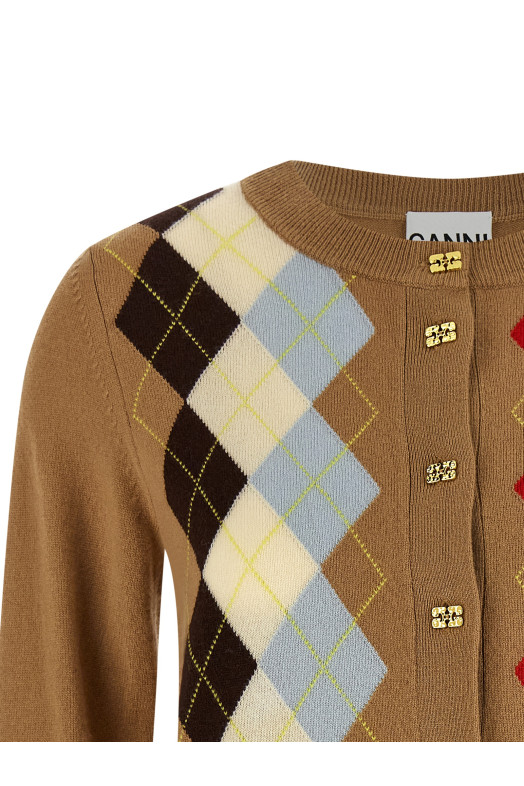 Кардиган в форме ромба Бежевый GANNI A107005502Q