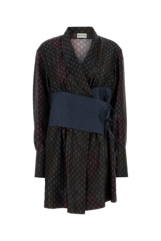 Шелковое платье с принтом DRIES VAN NOTEN (2520107732127)
