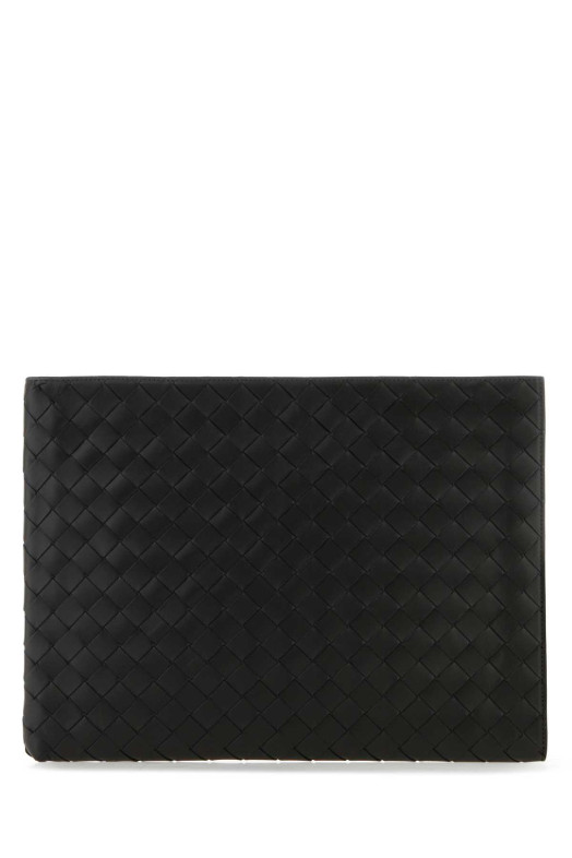 Black leather Intrecciato clutch BOTTEGA VENETA (607479VCPQ5)