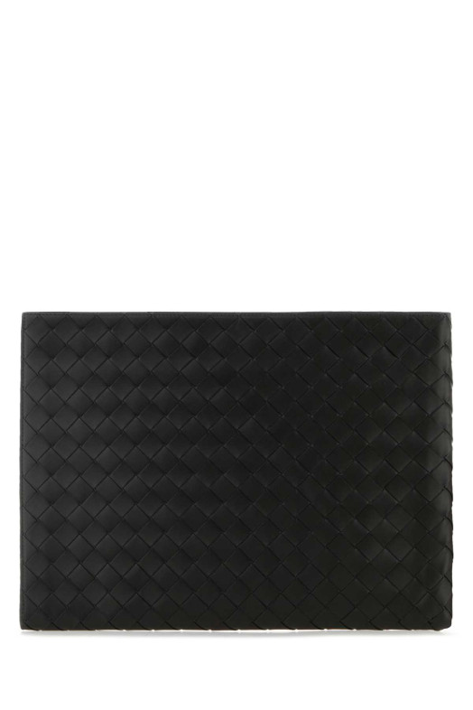 Black leather Intrecciato clutch BOTTEGA VENETA (607479VCPQ5)