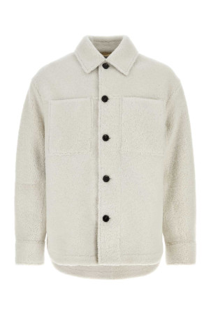 Оверсайз-сорочка з овечої шкіри кольору крейди BOTTEGA VENETA (791329V4AX0)