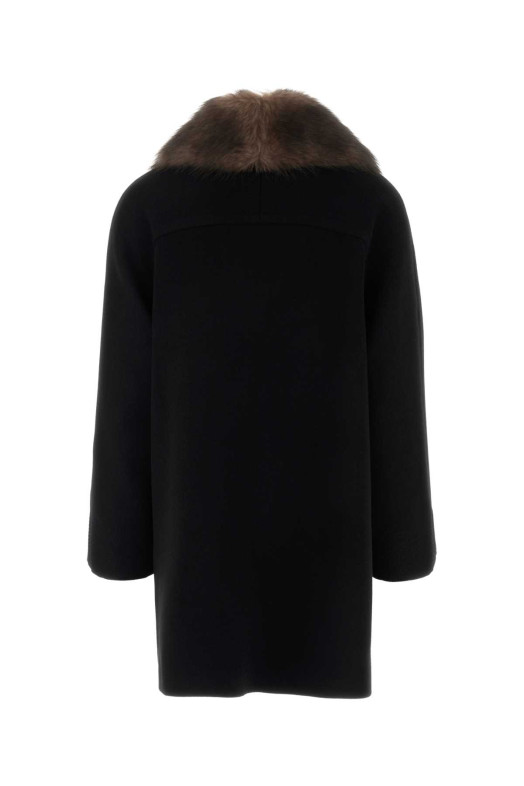 Черное шерстяное пальто Черное VALENTINO GARAVANI (7B0CA3Z99UK)