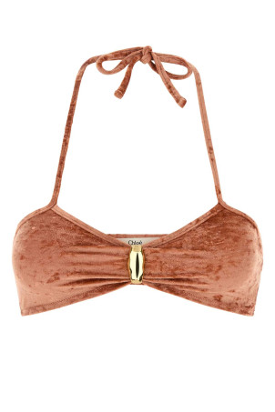 Peach stretch velvet bikini top CHLOE (CH25AMB09474)
