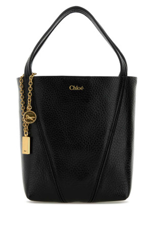 Black leather small Spin shopping bag CHLOE (CH25SS812N84)
