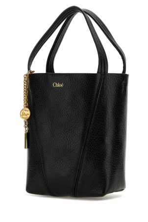 Black leather small Spin shopping bag CHLOE (CH25SS812N84)