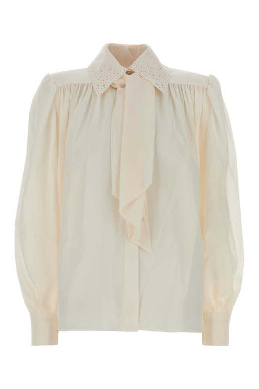 Белая креповая рубашка Бежевый CHLOE (CH25WHT75005) CHLOÉ