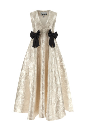 'Cloque V-Neck' dress White