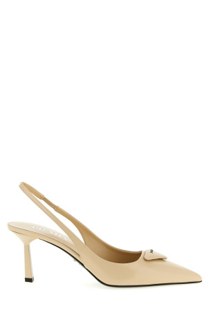 Triangle logo slingback Brown