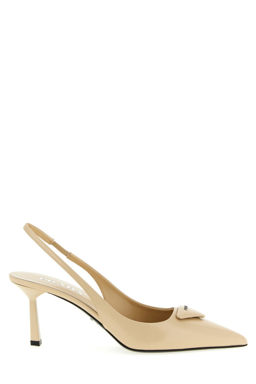 Triangle logo slingback Brown