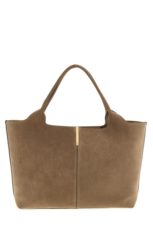 Small to medium suede shopping bag Beige