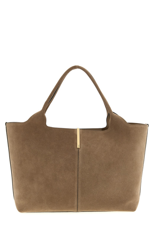Small to medium suede shopping bag Beige